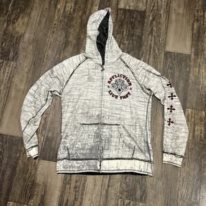 Affliction Hoodie Jacket Mens XL Reversible Full Zip Skull Biker Grunge Y2K
